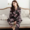Женский сон Sleep Lounge Satin Silk Pajama для женского набора пижам кнопка Pigiama Donna PJS Winter Mujer Pijama Sleepwear Nightwear Pizama Damska 2pcs 220827