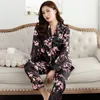 صالة النوم النسائية ساتان الحرير بيجامات للنساء مجموعة بيجاماس زر Pigiama Donna PJS Winter Mujer Pijama sleepwear nightwear pizama damska 2pcs 220827