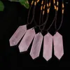 Pendant Necklaces Natural Rose Pink Quartz Double Point Pendulum Chakra Gemstone Healing Crystals Necklace