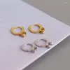 Hoop örhängen 100 925 Silver Small Round Gold Color Golden Bell Shape Zirconia Earring Ear For Women Pendientes Geometric Ring 203639570