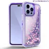 3in1 Glitter Liquid Bling Quicksand Cases Floating Sparkling Heavy Duty Anti Drop Antichoc Cover pour iPhone 14 13 12 11 Pro XR XS Max X 8 Samsung S20 S21 S22 Ultra