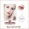 Makeup Brushes Illuminated Mirror Adjustable 10X Magnifier 16/22 LED Lights Touch Screen USB Or Batteries Use Tabletop Bright