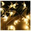 문자열 1.5m/3m Ramadan Mubarak Moon Led String Lights 따뜻한 흰색/컬러 페스티벌 웨딩 파티 장식 배터리 전원