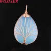 Nya kvinnor Natural Stone Waterdrop Pendant f￶r halsband mode wrap wire Tree of Life Purple Crystal Opal Charm Female Jewelry Bo901