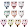 Masques de fête Halloween chat mignon Vendetta EL fil clignotant Cosplay LED néon Costume pour brillant danse carnaval 220826