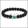 Bedelarmbanden 10 kleuren 8 mm zwarte lava stenen kralen elastische armband etherische oliediffuser vulkanische gesteente kralen handreeksen druppel d dhznr