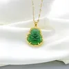 Pendentif Colliers Exquis Bouddha Vert Pierre Simulé Jade Amulette Maitreya Collier Bijoux Pour Femmes 2022