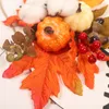 Dekorativa blommor Thanksgiving Pumpkin Kapok Decoration House Autumn Color Simulation White Wood Sign Pendant Wreath