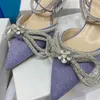 Sandalias con tacones de gatito con diamantes de imitación y lazo, zapatos de diseñador puntiagudos con correas sinuosas para mujer