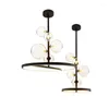 Lâmpadas pendentes Luzes de cozinha led nórdica Black Art Art Iron Dinning Room 5 Cabeças Clear Bubble Suspensão pendurada