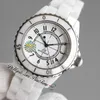 TWF J13 H5705 A12.1 Automatisk unisex -klocka Mens Ladies 38mm Korea Ceramic White Dial Diamonds Markers Ceramics Armband Super Edition Womens Watches Puretime B2