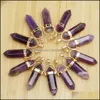 Charms Natural Stone Amethyst Hexagon Prism Shape Gold Pendants For Healing Crystals Stones Jewelry Making Drop Delivery 2021 Finding Dhiyf