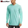 T-shirts voor heren magcomsen Hooded UV Zonbescherming T-shirt Lange mouw Snel droge strand Summer UPF 50 Hoodie T-shirt Man Surfen T-stukken Tops 220920