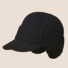 Bérets hommes hiver tricoté chapeau en plein air cyclisme Protection des oreilles chaleur casquette à visière décontracté mode Sunhat Bomber chapeaux