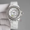 TWF J13 H7189 A12.1 Automatisk unisex -klocka Mens Ladies 38mm Korea Ceramic Diamonds Bezel White Dial Number Markers Super Edition Womens Watches Puretime A1