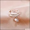 Anel de cor de jóias de jóias de joias para mulheres, tamanho ajustável clássico e imitação pérola pérola pingente elegante esories 2021 dh908