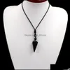 Pendant Necklaces Natural Stone Hexagonal Pointed Reiki Chakra Pendants Healing Quartz Crystal Dowsing Pendums Cord Adjustable Drop D Dhehv