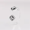 CZ Diamond Square Sparkle Otwarty pierścień Autentyczny 925 Srebrna różowa biżuteria ślubna Oryginalna pudełko prezentowe dla kobiet Rings8855279