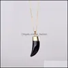 Hänghalsband Vintage Quartz Crystal Necklace för kvinnor Guldkedjan Natural Stone Amethyst Pendants Smycken Drop Leverans 2021 MJ DH5WB