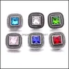 Charms retro fyrkant Rhinestone snap -knapp kvinnor smyckesfynd 18mm metall snaps knappar diy armband smycken grossist drop deli dhgnk