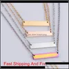 Pendant Necklaces New Blank Bar Necklace Stainless Steel Gold Rose Sier Charm Jewelry For Buyer Own Engraving Drop Delivery 2021 Penda Dhkng