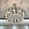 Pendelleuchten JMZM Moderne runde klare Kristall-Kronleuchter-Licht-Luxus-LED-Lampe für Wohnzimmer Esszimmer Küche Innenleuchten