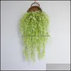 Andra heminredning Artificial Flower Leaves Fake Ivy Hanging Green Plant Rattan för fest Wedding Wisteria Dekorativt vardagsrum Ornam Dhi8x