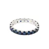 NEW Sparkling Row Eternity Ring 925 Sterling Silver Blue Stone Womens Wedding designer Jewelry Original box for Pandora Rose gold Rings