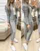 Womens Two Piece Pants Spring Autumn Women 2 Piece Set Outfits Womens Tracksuit Zipper Top And Pants Casual Sport Suit Winter 2 Piece Woman Clothing 220826