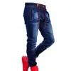 Calças de brim masculinas calças de tamanho grande elástico cintura gravata magro casual clássico azul cintura estiramento joinable moda simples jeans calças 220827