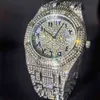 MISSFOX diamant homme montre platine classique marque montre hommes chiffres arabes Quartz luxe Relgio Masculino Hiphop mode