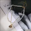 Anhänger Halsketten Doppelschicht Perle Shell Choker Halskette für Frauen Böhmen Sommer Urlaub Strand Jakobsmuschel Ozean Mädchen Schmuck Drop D Dh0FP