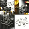 Band Rings Pretty Wedding Sets 5Pcs/Set Set Classic Shape Pattern Crystal Pendant Beautif Charm Jewelry Drop Delivery 2021 Lulubaby Dhqsb