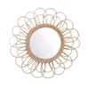 Słońce kształt dekoracyjne lustro rattan innowacyjna dekoracja sztuki okrągłe makijaż lustro sos w łazience wiszące lustra 20220826 e3