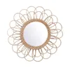 Sun Shape Decorative Mirror Rattan Innovative Art Decoration Round Makeup Mirror Dressing Bathroom Wall Hanging Mirrors 20220826 E3