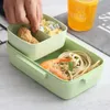Dinnerware Sets Bamboo Fiber Lunch Box Creative Compartment Sealed Bag Portable Leak-Proof Container For Kids Picnic Office Worker