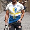 T-shirts för kvinnor 2022 Ukraina Flagga Herr 3d-utskrift Mode Retro Harajuku Rundhals Avslappnad Personlighet Lös överdimensionerad Sommar