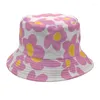 Berets Reversible Bucket-Hats Floral Printed Sunscreen Men Women Fisherman Caps Cotton Fashion Double -Side Anti-sun Female Panama Hats