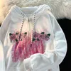 Women's Hoodies Sweatshirts Aesthetic Pink Y2K Graffiti Rose Embroidery Zip Up Hoodie Women Girls Kawaii Clothes Oversized Sweatshirt Harajuku Autumn Tops T220826