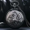 Pocket Watches High Quality Full Metal Alchemist Silver Watch Pendant Mens Quartz Japan Anime Necklace Gift Reloj de Bolsillo 220826