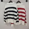 Frauenpullover High Fashion Revers Wolle Frühling und Herbst Lose Langarm Striped Pullover Pullover Frau