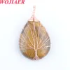 Nya kvinnor Natural Stone Waterdrop Pendant f￶r halsband mode wrap wire Tree of Life Purple Crystal Opal Charm Female Jewelry Bo901