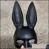 Masques de créateurs PVC Lapin de Pâques Fille Masque Noir Sexy Lapin Oreille Blanc Lapins Mignons Longues Oreilles Bondage Halloween Mascarade Fête Cospl Dhyqj