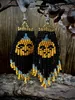 Women's Halloween Dangle Earrings Fashion Jewelry Funny Ghost Pattern Handmade Beads Tassel Drop Beaded Dangle Earrings