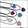Pendant Necklaces Love Heart Reiki Healing Resin Druzy Druse Necklace Chakra Power Stones Energy Stone Drop Delivery 2021 Jewelry Pend Dhbff