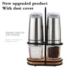 Mills Stainless Steel Pepper Shaker Electric Salt and Pepper Grinder Set with Metal Stand Kitchen Tools Gravity Automatic Spice Mill 220827