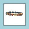 Brins de perles 8 mm bijoux naturels bracelet élastique perlé prier pierre volcanique méditation tête de Bouddha hommes et femmes huile essentielle AR Dhmbw
