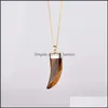 Hänghalsband Vintage Quartz Crystal Necklace för kvinnor Guldkedjan Natural Stone Amethyst Pendants Smycken Drop Leverans 2021 MJ DH5WB