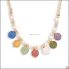 H￤nghalsband bohemia colorf lava sten p￤rlor tofsar str￤ng eterisk olja per diffusor halsband krage smycken f￶r kvinnor kl￤r sig en dhaow