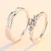 Anéis de casamento prata esterlina parceiro anel níquel tamanho ajustável casal com embalagem requintada hsj884122319